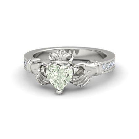 18K White Gp 925 Silver Sim Diamond Disney Princess Engagement Claddagh Ring