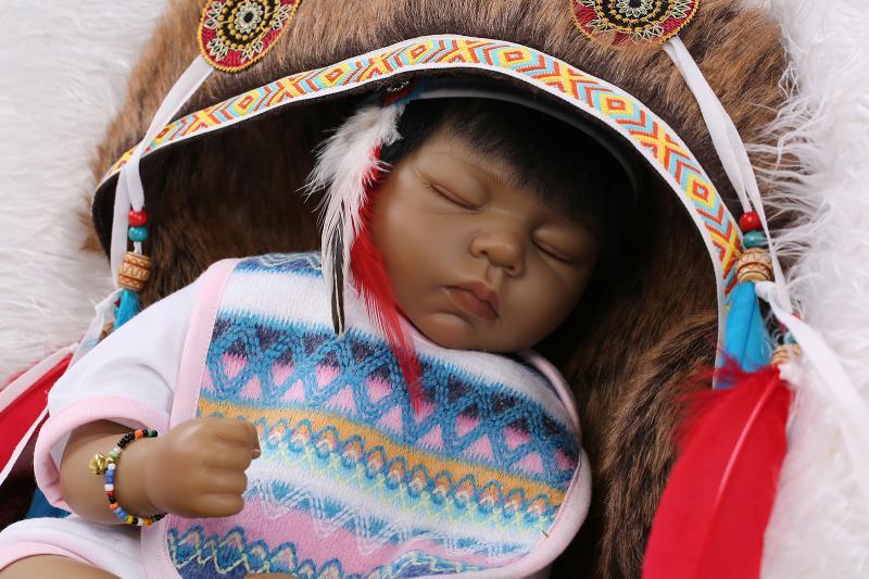 21 Rare Native American Indian Reborn Baby Silicone Doll Collectible