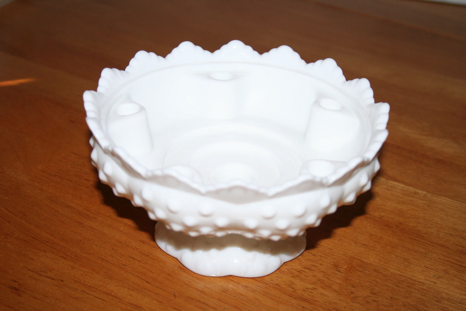Fenton Candle Holder Milk White Center Piece Hobnail Bowl Style Multi