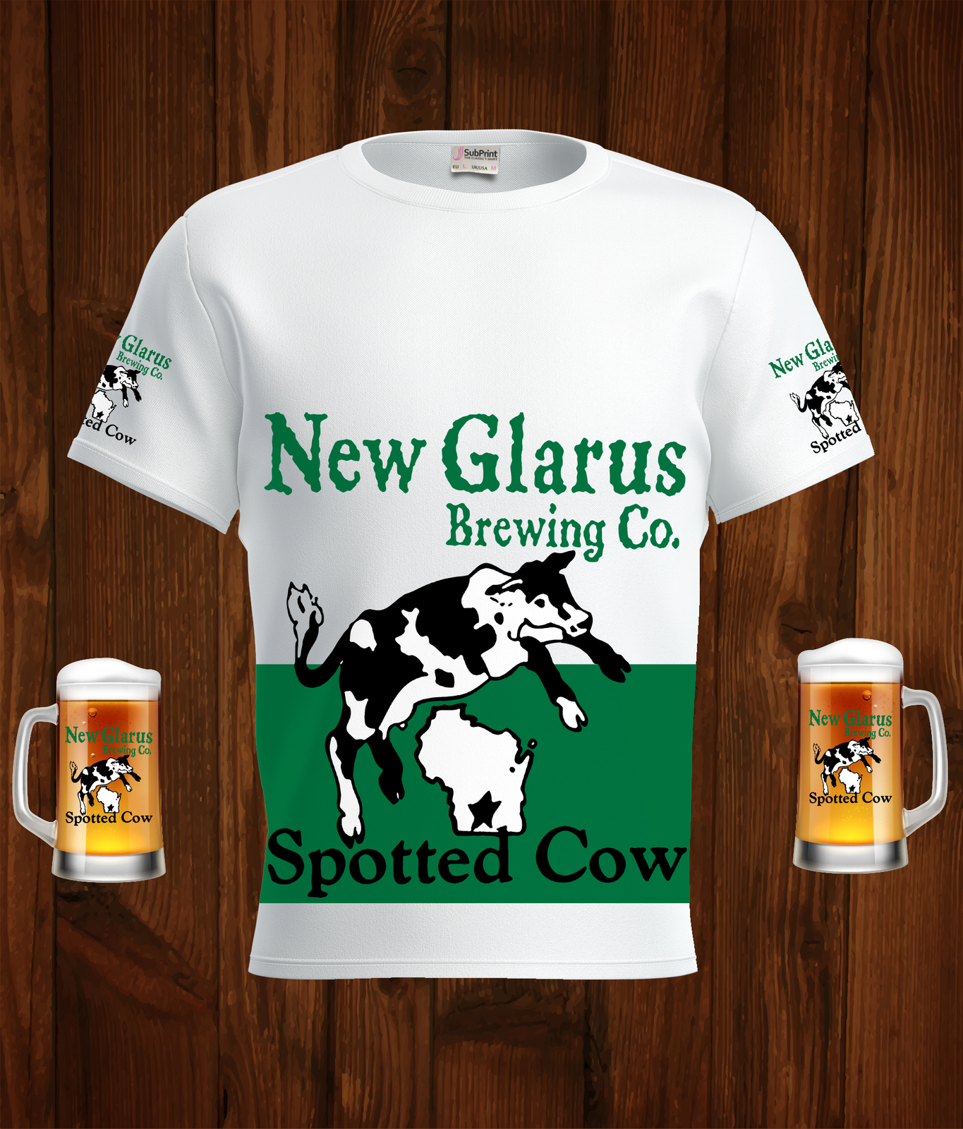 New Glarus Spotted cow  Beer Logo White Short Sleeve  T-Shirt Gift New Fashion
