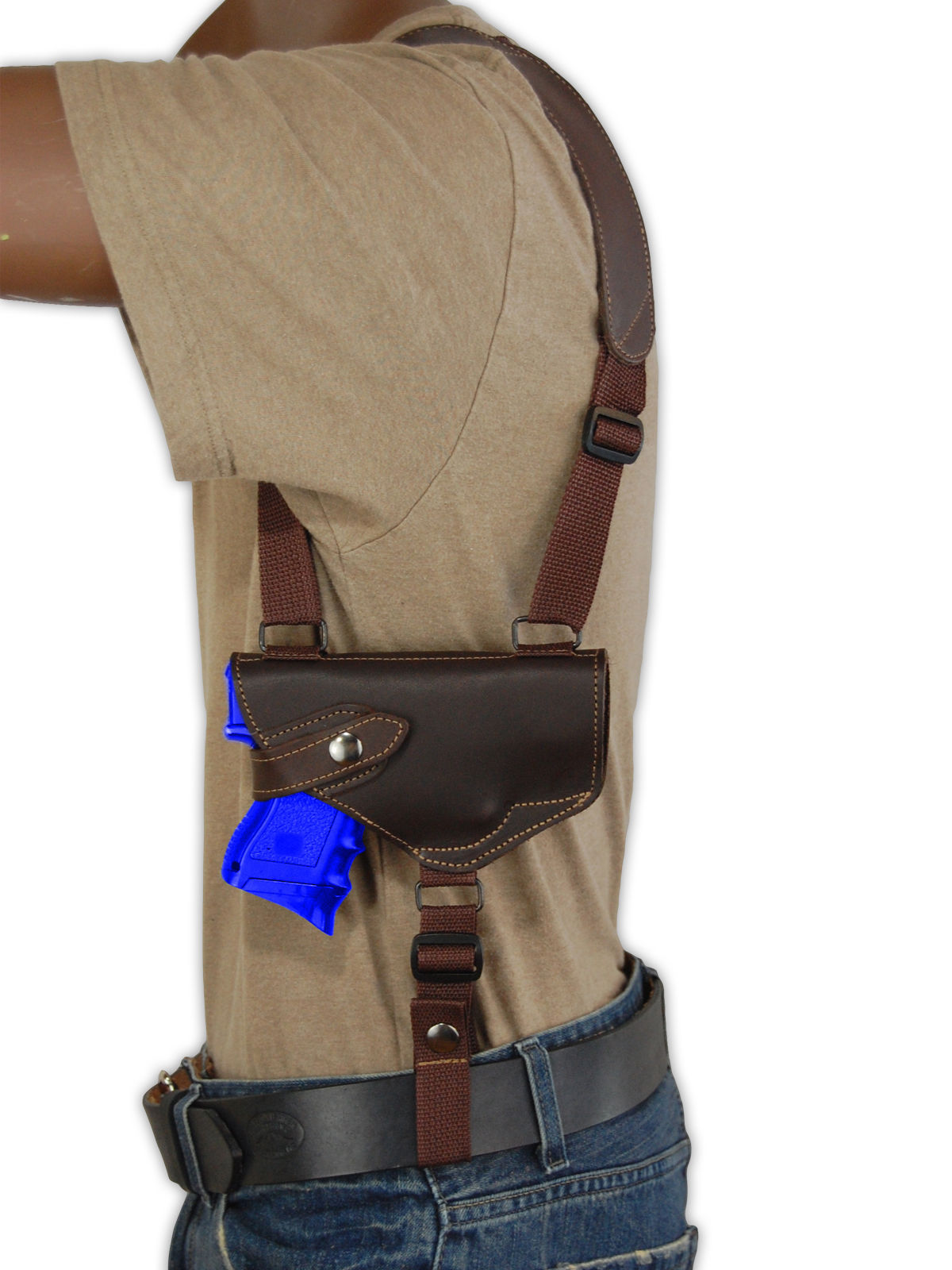 NEW Barsony Horizontal Brown Leather Shoulder Holster Taurus Compact 9mm 40...