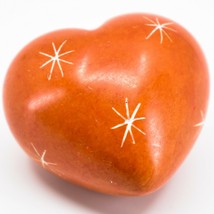 Vaneal Group Hand Carved Kisii Soapstone Orange Miniature Mini Heart Love Figure
