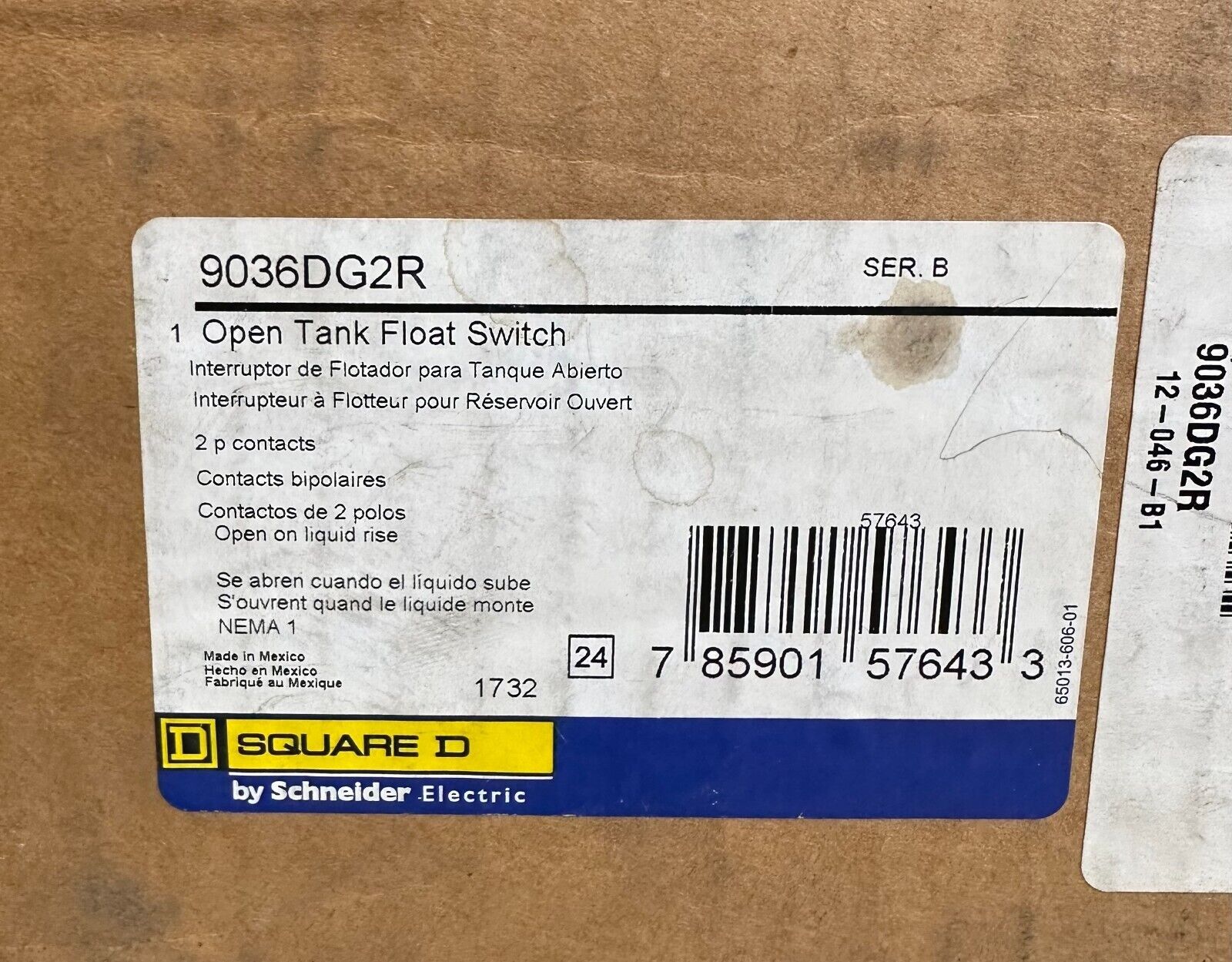 NEW SQUARE D 9036DG2R OPEN TANK FLOAT SWITCH SER B D510849