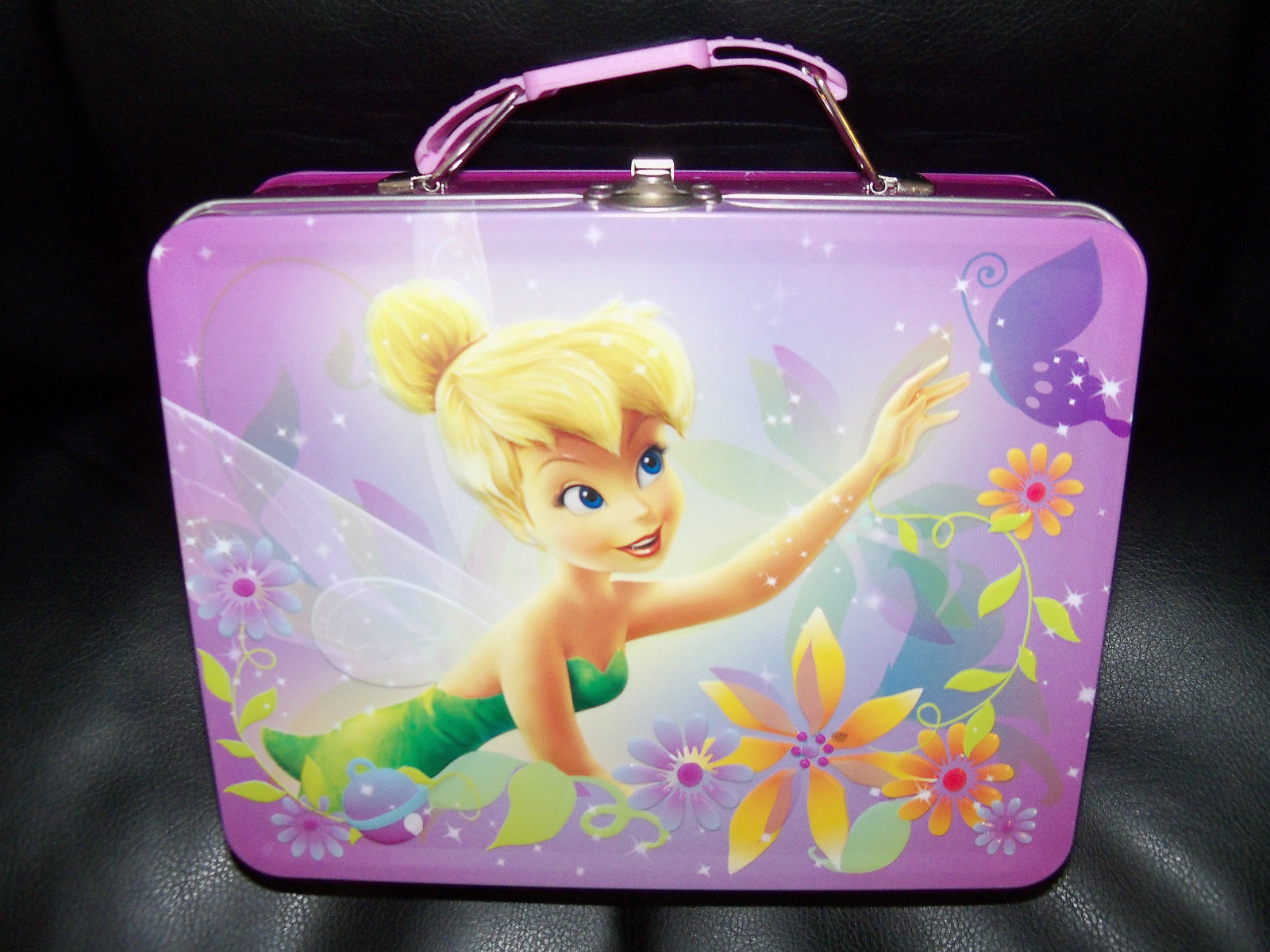 Tin Metal Lunch Snack Toy Box Embossed Disney Tinkerbell Fairy NEW FY 