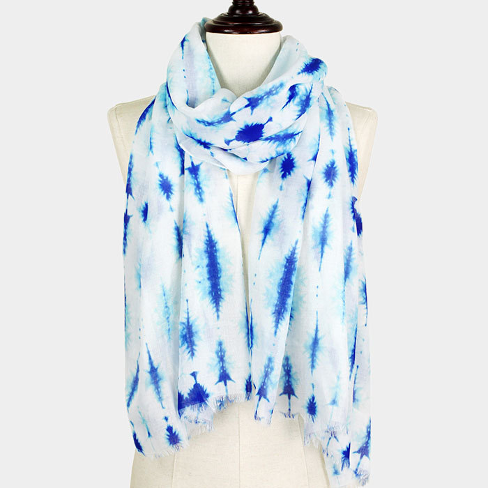 Ginga's Galleria Blue Tie Dye Print Scarf - Scarves & Wraps