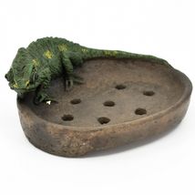 Handcrafted Kenyan Ceramic Chameleon Lizard Rustic Nature Rainforest Soap Dish image 4