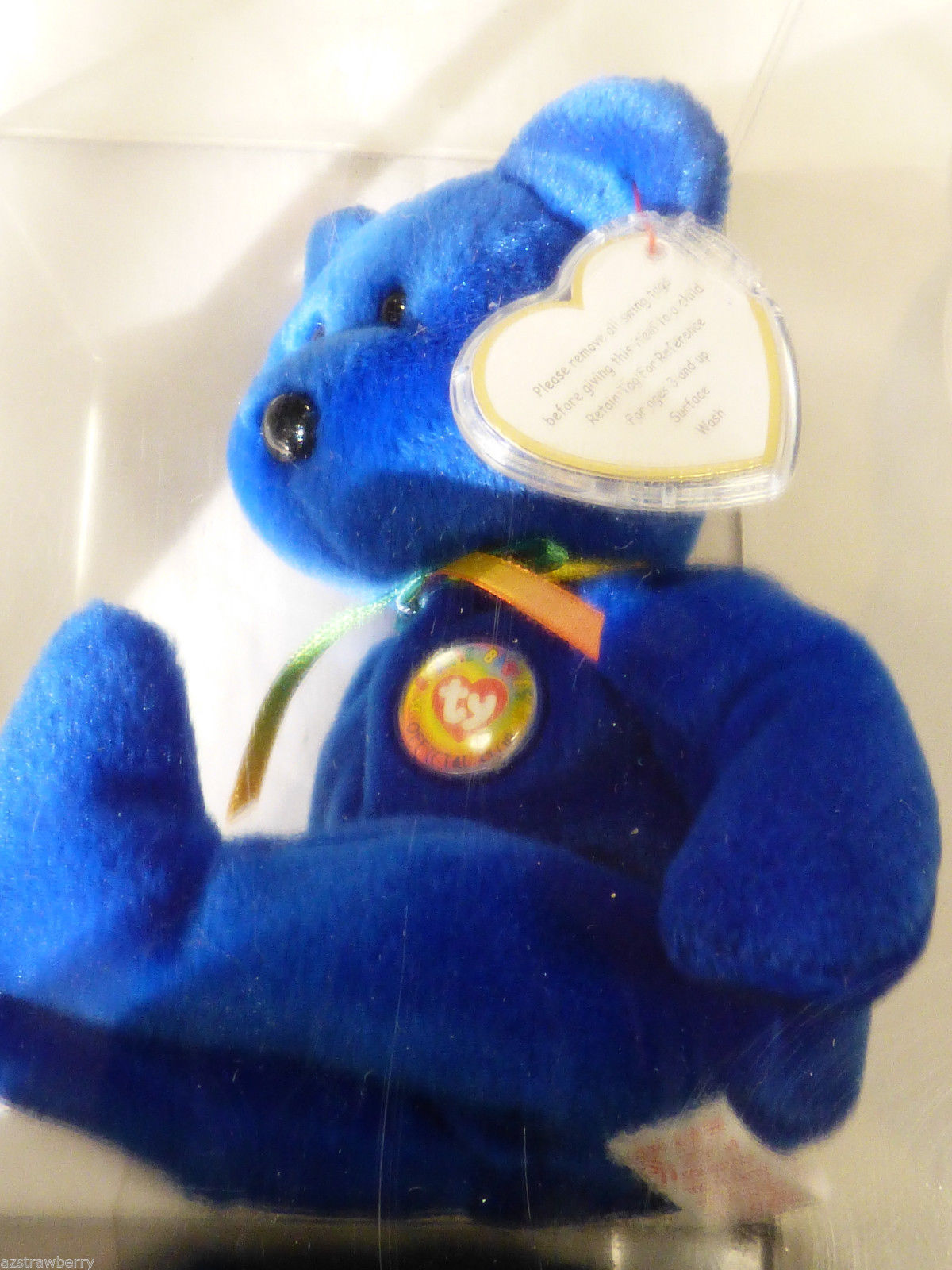 vtg 1998 TY BEANIE BABY BLUE CLUBBY I IN ORIGINAL TY DISPLAY BOX CASE