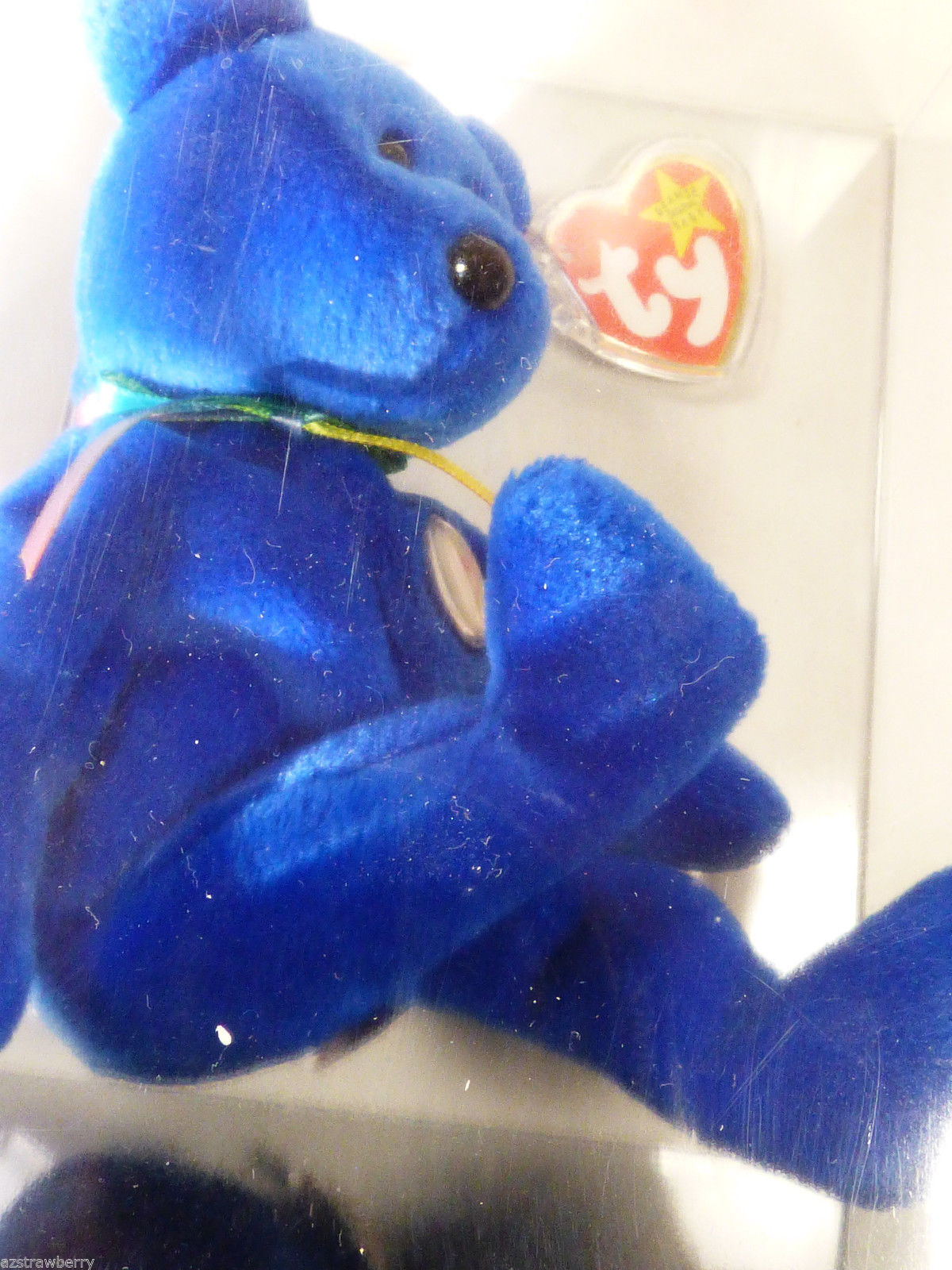 vtg 1998 TY BEANIE BABY BLUE CLUBBY I IN ORIGINAL TY DISPLAY BOX CASE