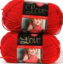 2 Count Red Heart 6 Oz With Love Holly Berry 4 Medium 100% Acrylic Yarn