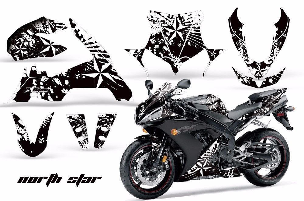 Street Bike Graphics Kit Decal Sticker Wrap For Yamaha YZF R1 200405 NRTHSTAR W Decals & Stickers