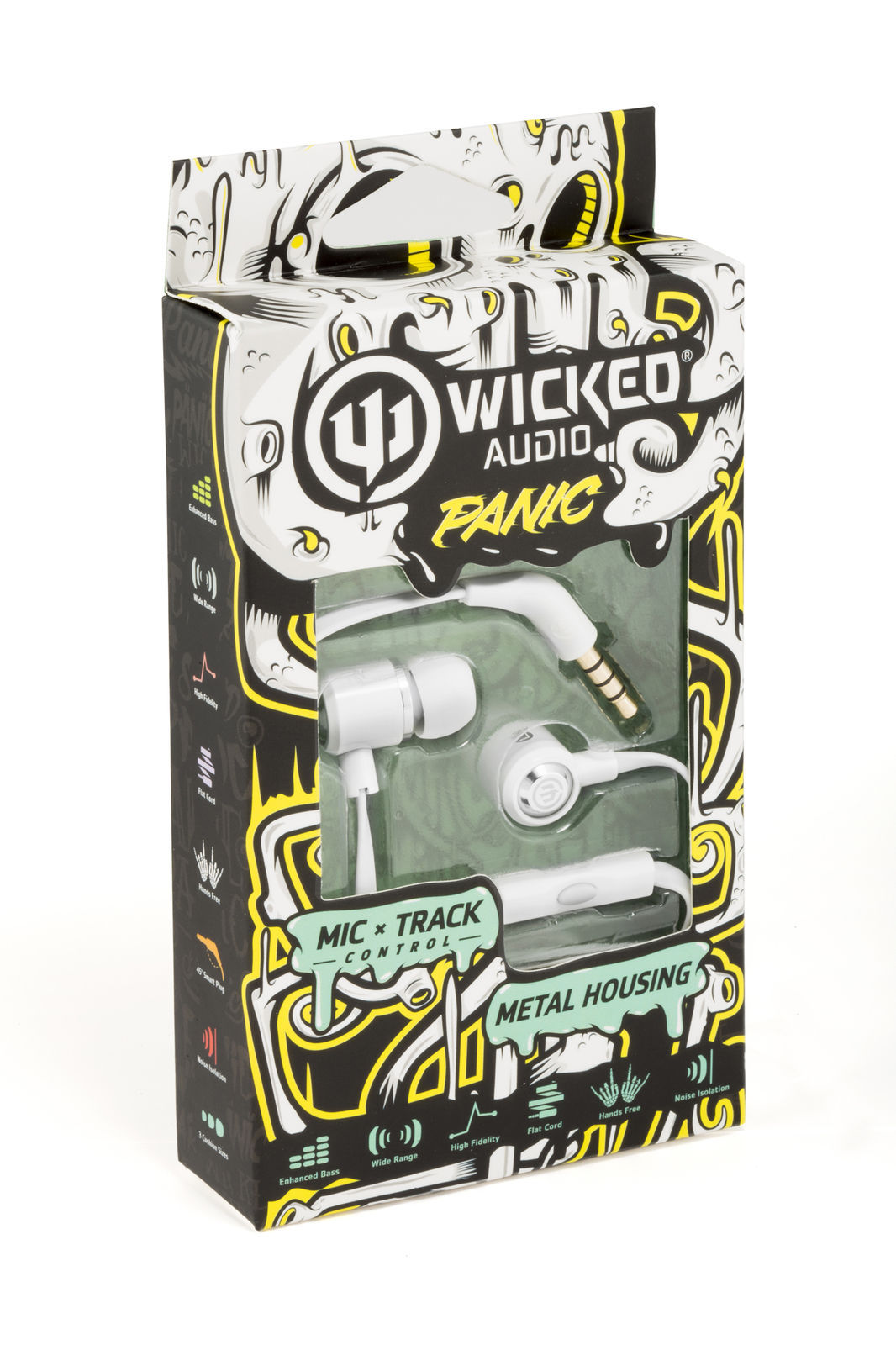 Wicked Audio Panic Noise Isolation Earbuds with Mic Skeleton Headphones