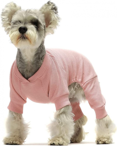 Primary image for Fitwarm Basics 100% Cotton Lightweight Waffle Knit V-Neck Pet Medium, Pink 
