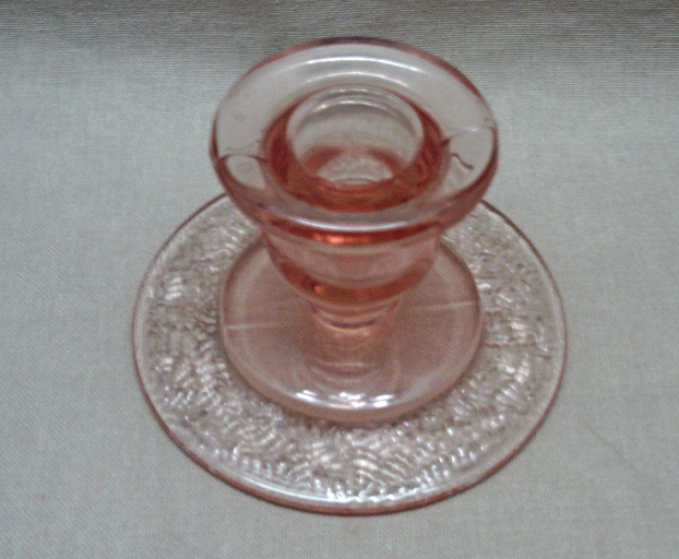 Vintage Pink Glass Single Taper Candle Holder // Decorative Candle