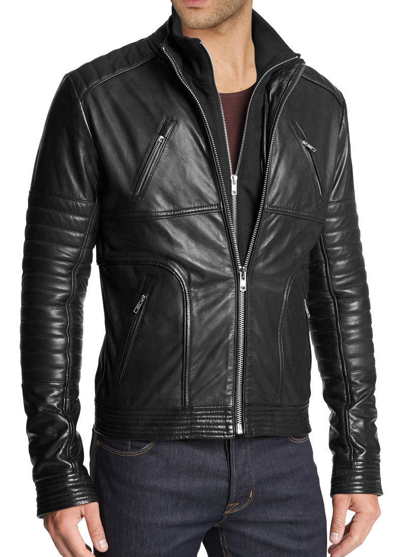 Handmade mens fashion biker leather jacket Men Hollywood 