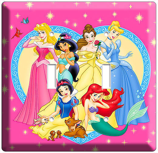 Disney Princesses Ariel Bell Jasmine Cindarella Double Light Switch Wal Plate