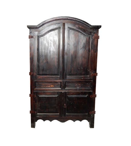 Dark Stain Sierra Armoire Rustic Western Real Wood Lodge Cabin Solid Wood Armoires & Wardrobes