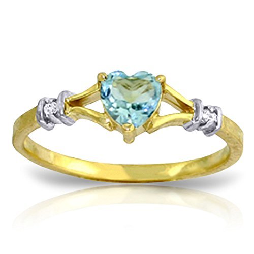 Galaxy Gold GG 14k Yellow Gold Ring with Natural Diamonds and Blue Topaz - Size