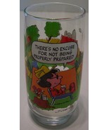 VINTAGE PEANUTS Camp Snoopy LUCY Linus NO EXCUSE COLLECTOR&#39;S GLASS CUP - $14.85