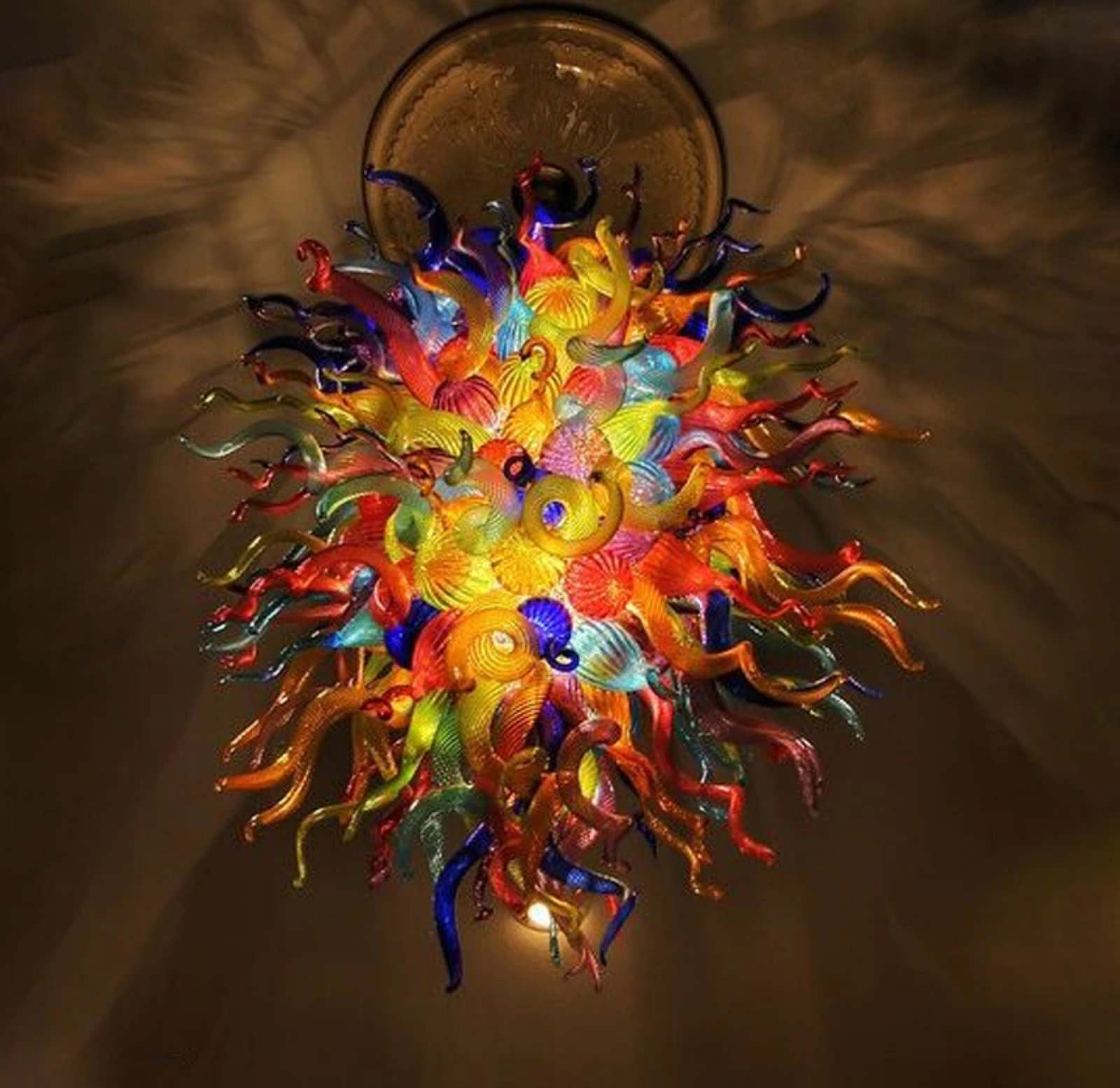Handmade blown multicolor glass Chihuly chandelier, Murano Glass