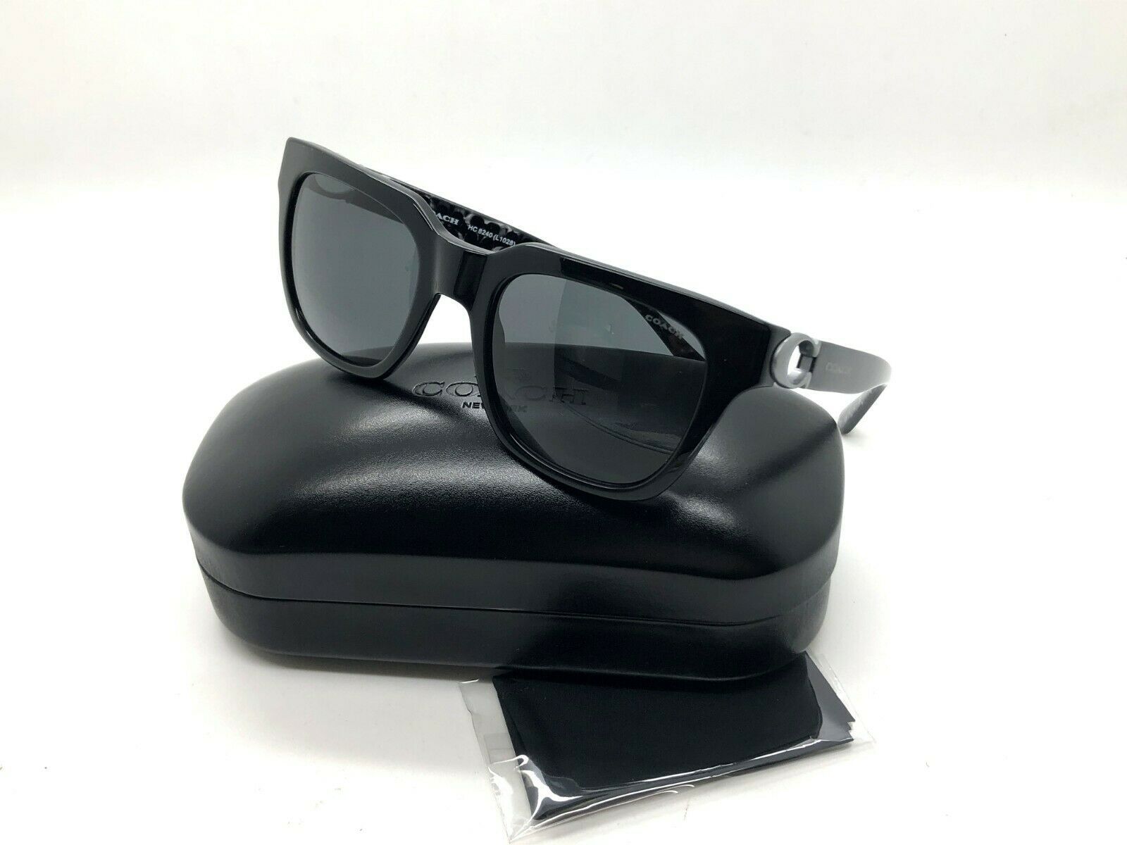 Coach HC8240-52-551087 Square Sunglasses Black Frame Grey Lens 52 21 ...