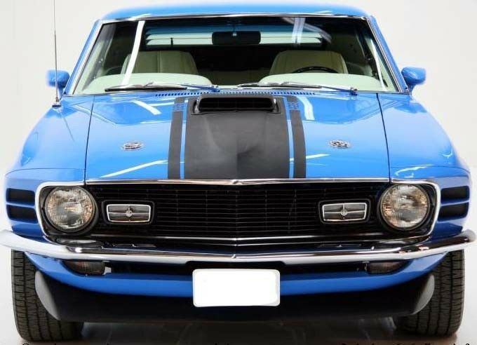 1970 Mustang Mach I 428 hood stripe kit with shaker scoop Ford licensed ...