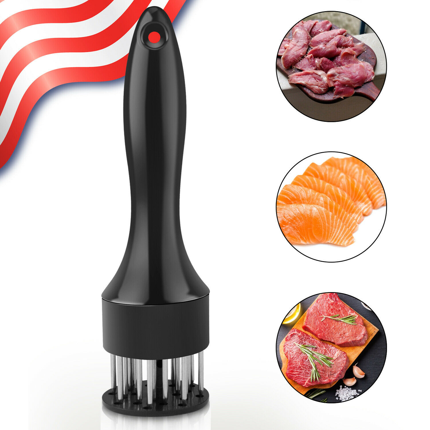 2 Pack Stainless Steel Meat Tenderizer Needle Prong Steak Beef Kitchen