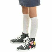 Girls Cotton White Textured Argyle Patterned Knee High Socks 11 Pairs - Large image 3