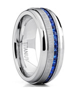 2020 new luxury blue silver color round  mens ring for men anniversary g... - $17.94