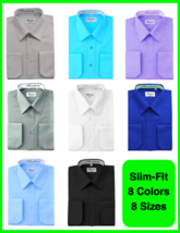 Berlioni Italy Men's Slim-Fit Premium French Convertible Cuff Solid Dress Shirt