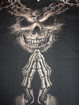 Evil Plotting Skeleton Skull Black T Shirt M Free US Shipping - $15.41