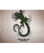 Progreso Mexico Lizard White Graphic Print T Shirt - L - $22.21