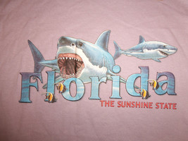 Florida "The Sunshine State" Tropical Fish Shark Lavender Graphic T Shirt - M - $17.17