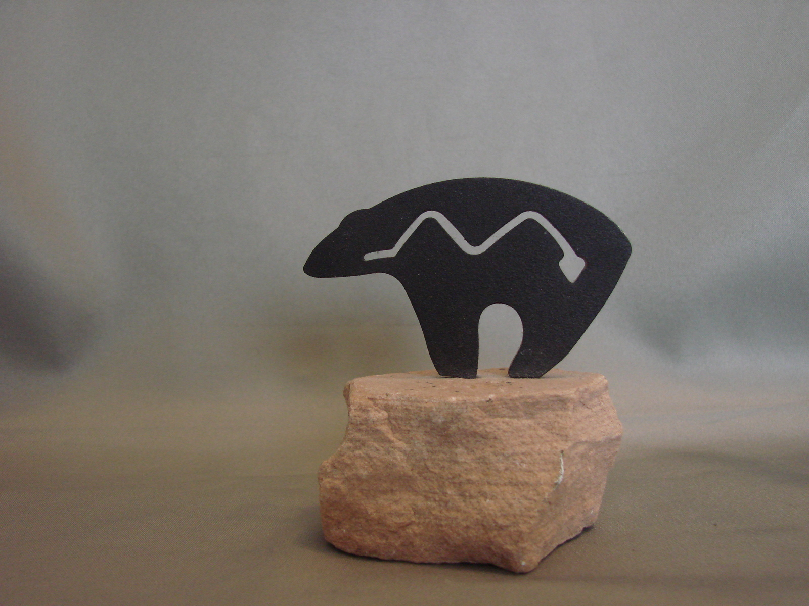 Lazart Bear Sculpture Metal Embedded in Sandstone Art Sculptures