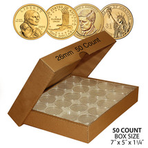 50 SACAGAWEA DOLLAR Direct-Fit Airtight 26mm Coin Capsule Holder QTY: 50... - $18.65