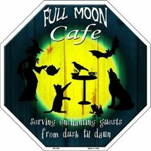 Full Moon Cafe Witch Halloween Humor Metal Sign 12&quot; Wall Decor - DS - $23.95