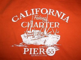 Old Navy "California Fishing Charter Pier 55" Orange Graphic Print T Shirt L - $17.17