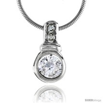 High Polished Sterling Silver 5/8in  (16 mm) tall Enhancer Pendant, w/ one 6mm & - $33.54