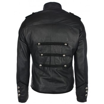 Handmade mens military leather jacket,Men Nepolian military black ...