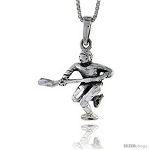 Sterling Silver Hockey Player Pendant, 1 1/8 in  - $50.14