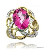Size 6.5 - 14k Gold Natural Pink Topaz Floral Design Ring 13x 19 mm Oval... - $810.16