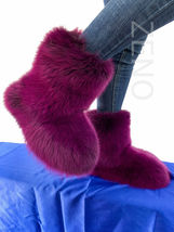 Double-Sided Fox Fur Boots For Outdoor Eskimo Fur Boots Arctic Boots Purple Fur image 4