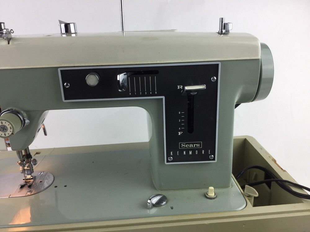 Vtg 60s Sears Kenmore Zig Zag Sewing Machine Green 148.12071 - Machines