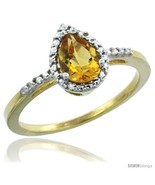 Size 6 - 14k Yellow Gold Diamond Citrine Ring 0.59 ct Tear Drop 7x5 Ston... - $409.24