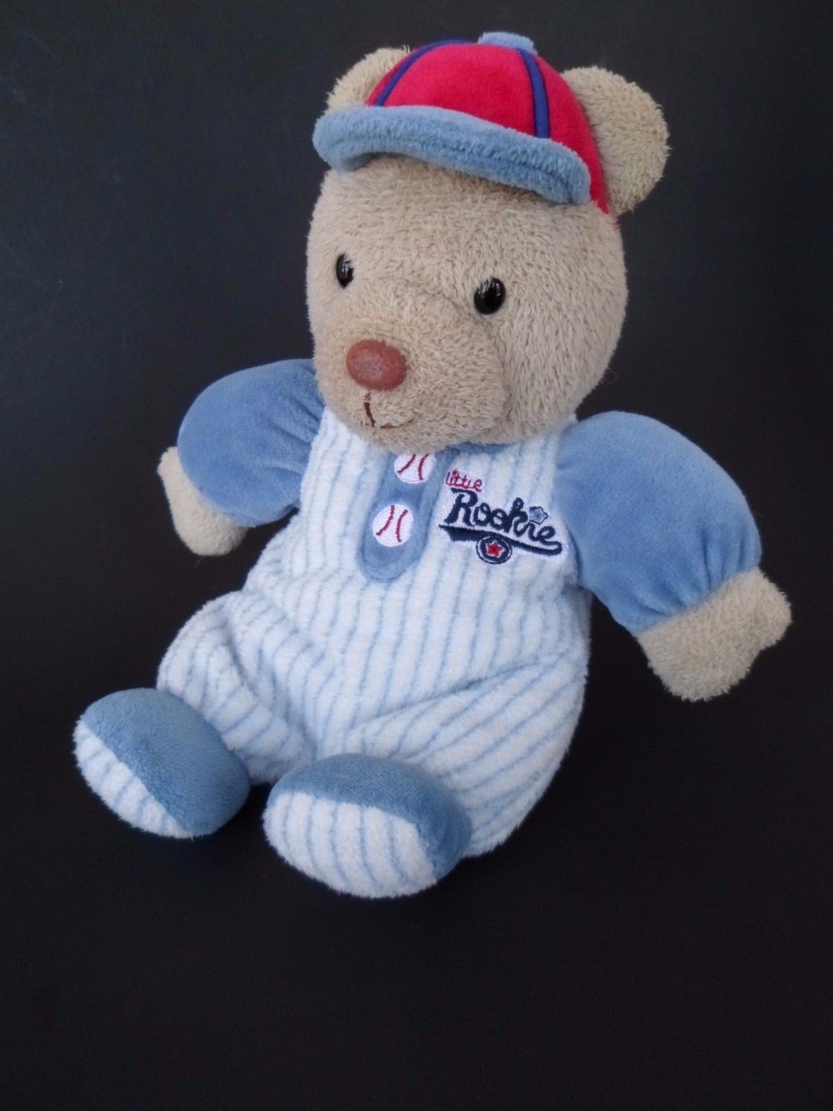 Carters Little Rookie Baseball Plush Bear Rattle Lovey 10" Long - $17.59
