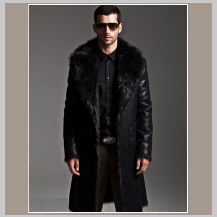 Men's 2 in 1 Warm Full Pelt Long Luxury Mink Faux Fur Soft Leather ...