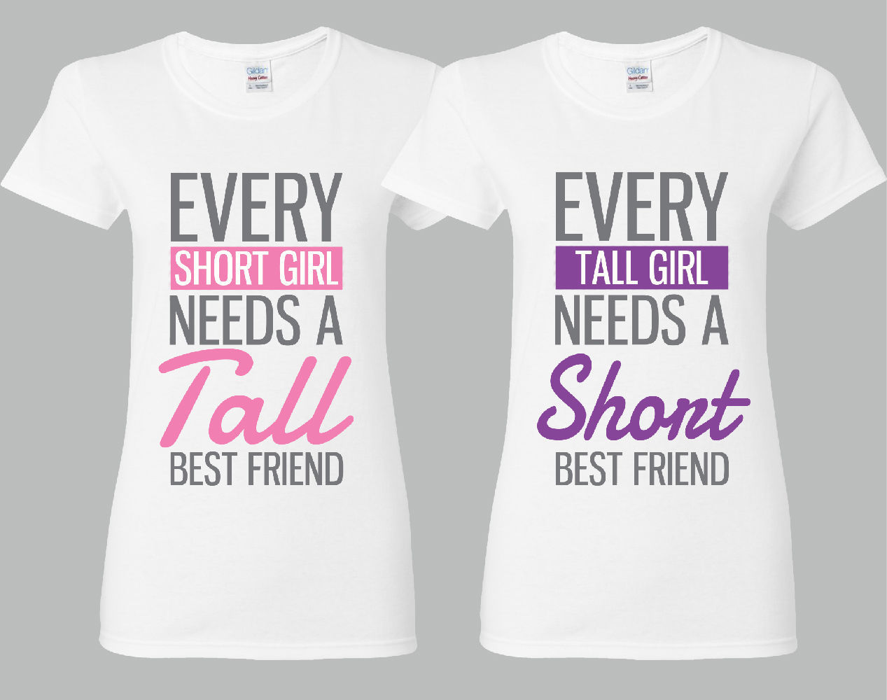 Cute Best Friend Shirts Short and Tall Matching Black Cotton BFF T