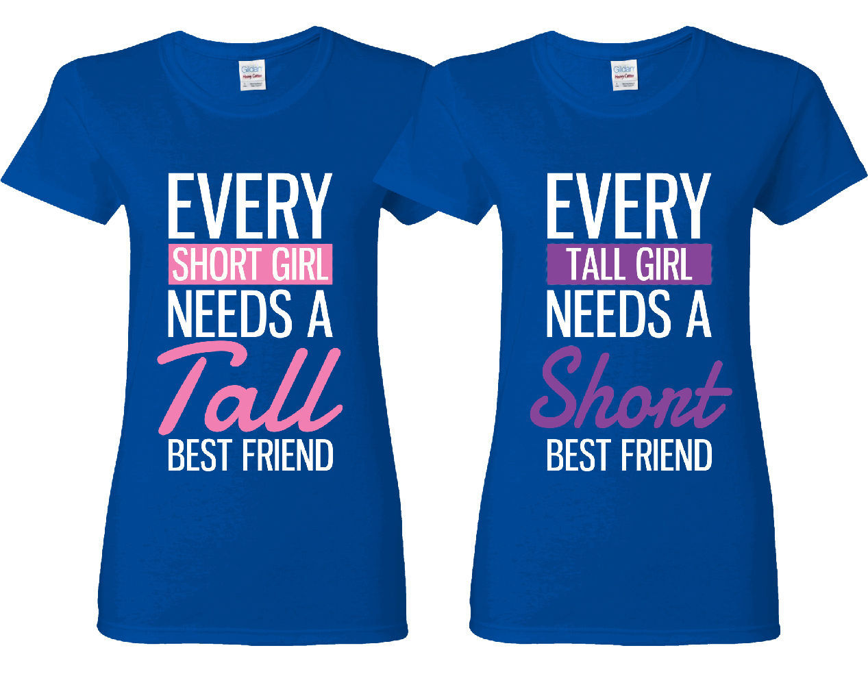 Cute Best Friend Shirts Short and Tall Matching Black Cotton BFF T