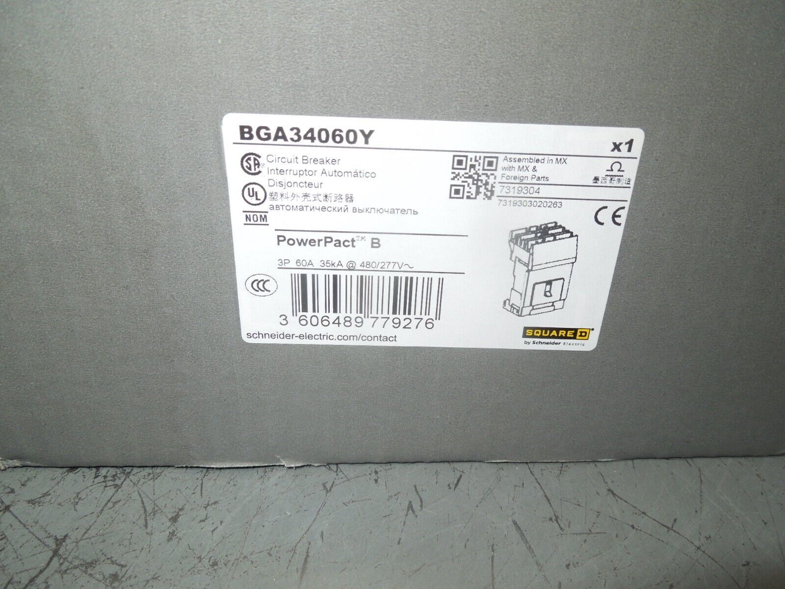 Square D PowerPact B Frame I-Line Circuit Breaker BGA34060Y 60A 3P 480V ...