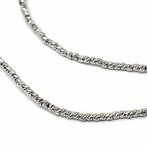 18K WHITE GOLD CHAIN FINELY WORKED SPHERES 1.5 MM DIAMOND CUT BALLS, 16", 40 CM image 3