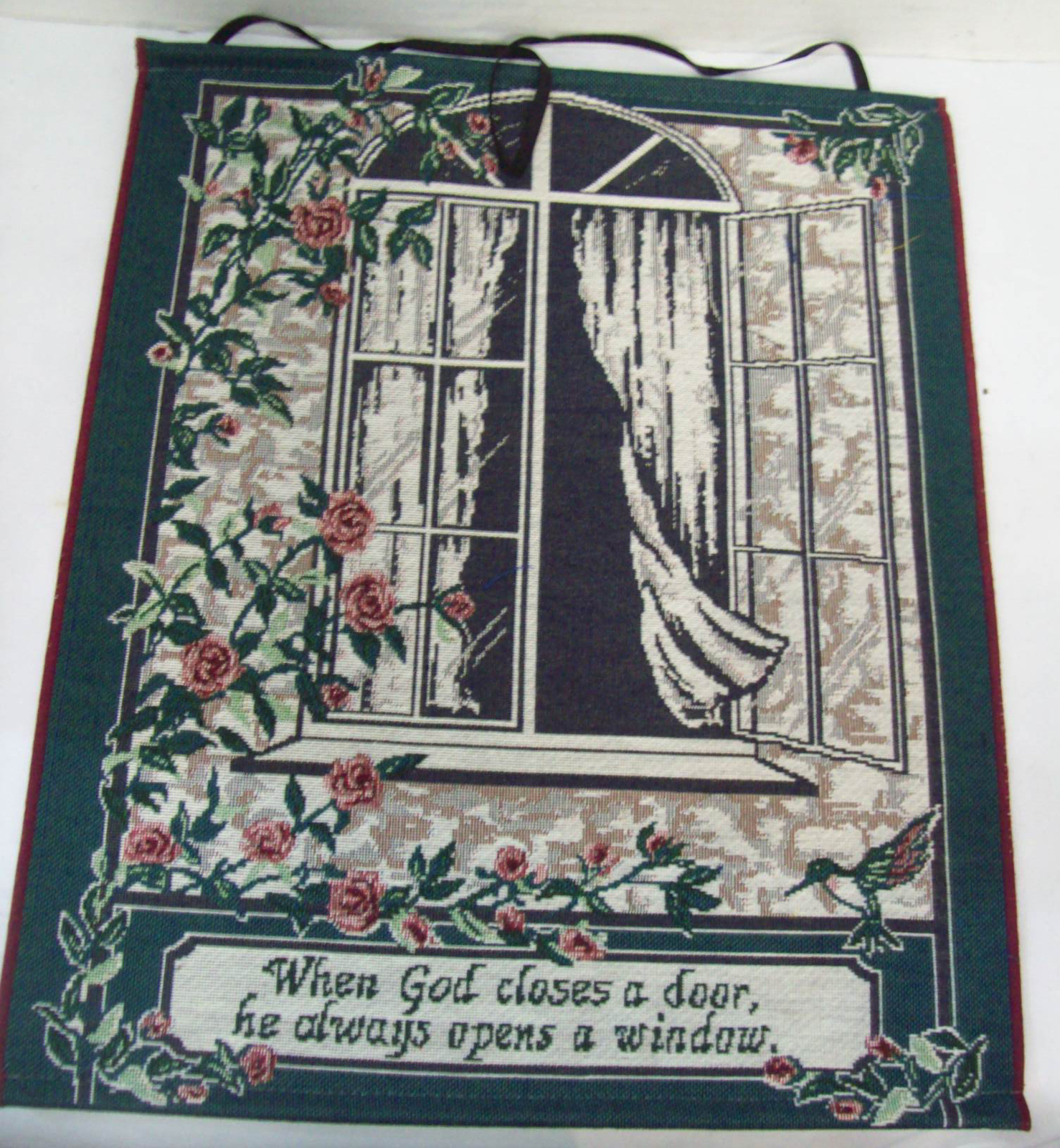 When God Closes a Door, He always opens a Window Wall Tapestry Hanging ...